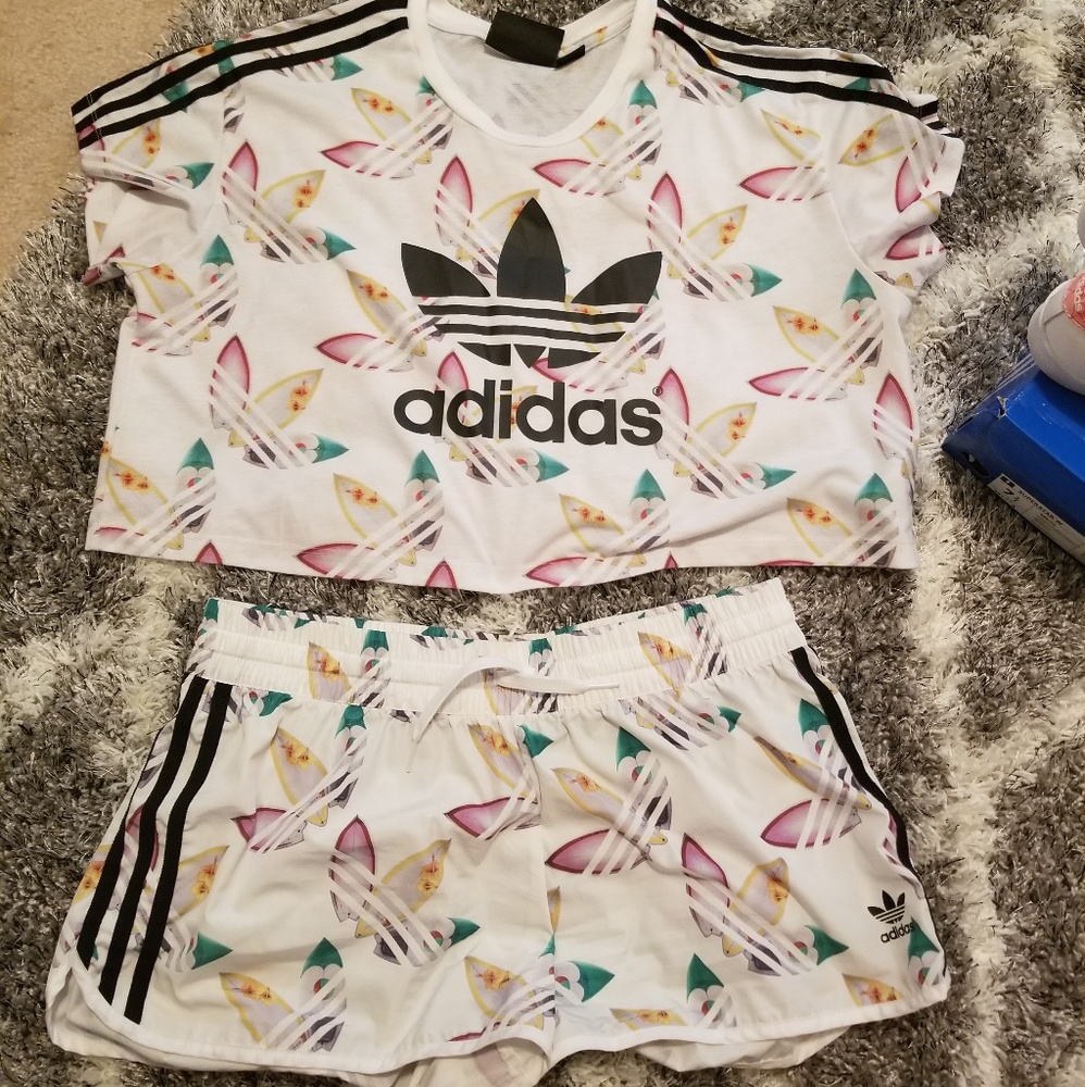 Adidas Crop Top and Short Set